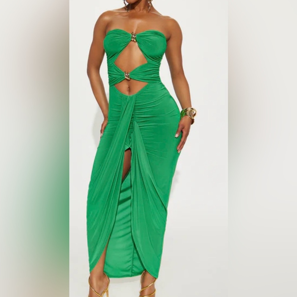 Fashion Nova Vibrant Green Backless Dress